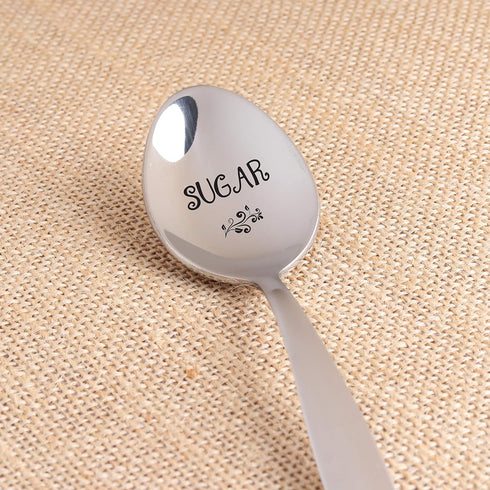 Gift for Best Friend | 7 Inch Sugar Engraved Stainless Steel Spoon for BFF, Valentine's, Wedding, Christmas