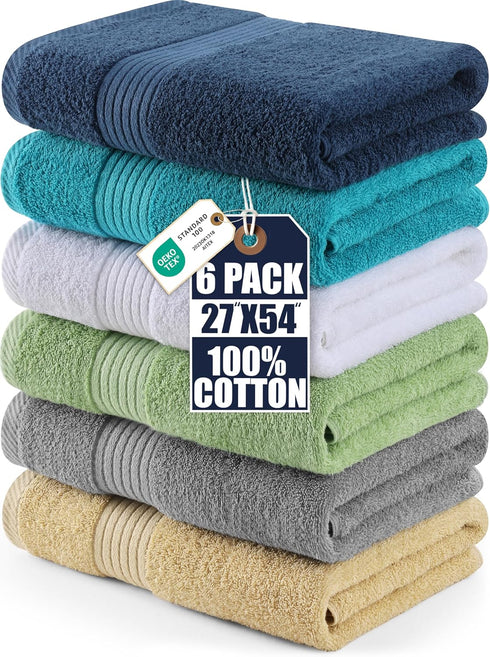 Utopia Towels 6 Pack Bath Towels Set, (27 x 54 Inches) 100%