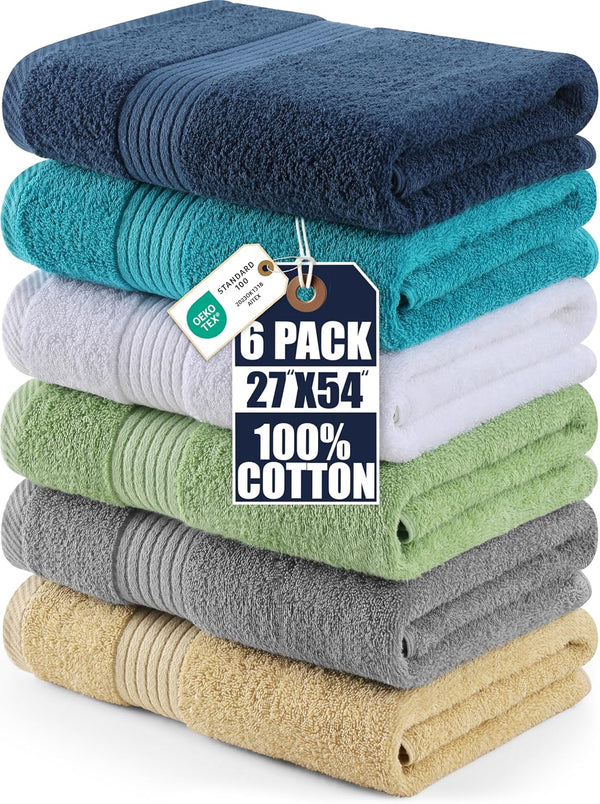 Utopia Towels 6 Pack Bath Towels Set, (27 x 54 Inches) 100%