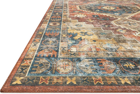 Loloi Skye Collection Accent Rug, SKY-11 Rust/Blue, 2'-0" x 5'-0"