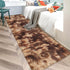 Super Soft Fluffy Living Room Area Rug 2x10 ft Tie-Dyed Brown Shaggy