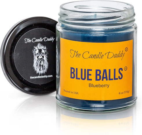 Blue Balls - Blueberry Scented Candle - Funny 6 Ounce Jar Candle