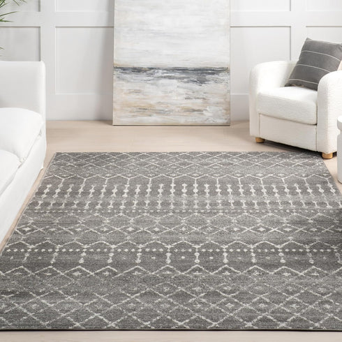 2x6 nuLOOM Moroccan Blythe Area Rug, Dark Grey, Faded Bohemian Design, Stain Resistant, For Bedroom, Dining Room