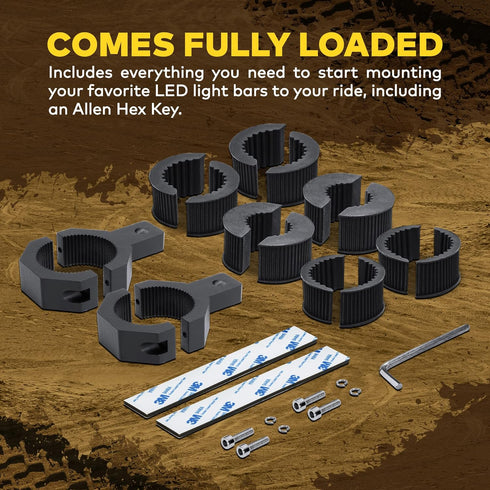 Off-Road ATV UTV Light Bar Mounts, Mounting Bracket Kits for 1"/1.5"/1.75"/2" Inch Vertical Bar, 2 Units