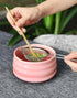 Ceramic Matcha Bowl, Handmade Japanese Green Tea Cup,Matcha Tea Whisk Bowl For Ceremony Chawan 500ml 17oz (Pink) by AIYICIII