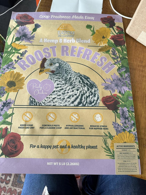5LB Eaton Pet and Pasture Roost Refresh, Aromatic Herb and Hemp Blend, Odor Eliminator, Coop Freshness Made Easy