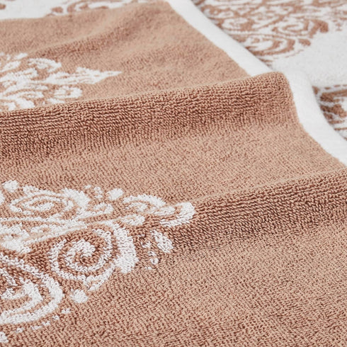 6 Set Modern Threads Piece Reversible Yarn Dyed Jacquard Towel Artesia Damask Tuscany