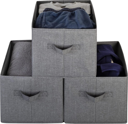 Pomatree Storage Baskets - 4 Pack Sturdy Large Fabric Bins for Home, Nursery, Closet & Shelves Organization