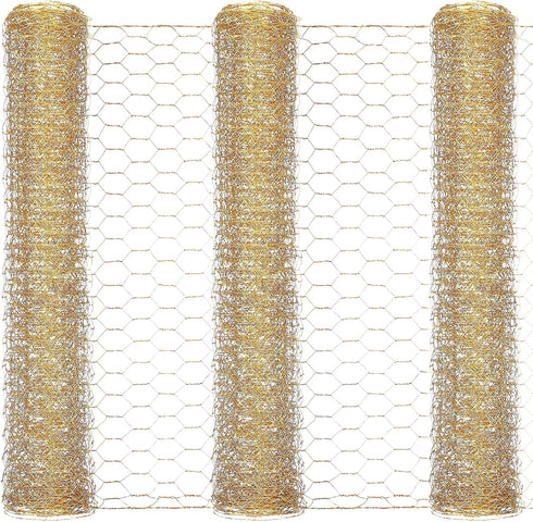 Shappy 3 Pieces 40 x 13 inches Gold Chicken Wire Net for