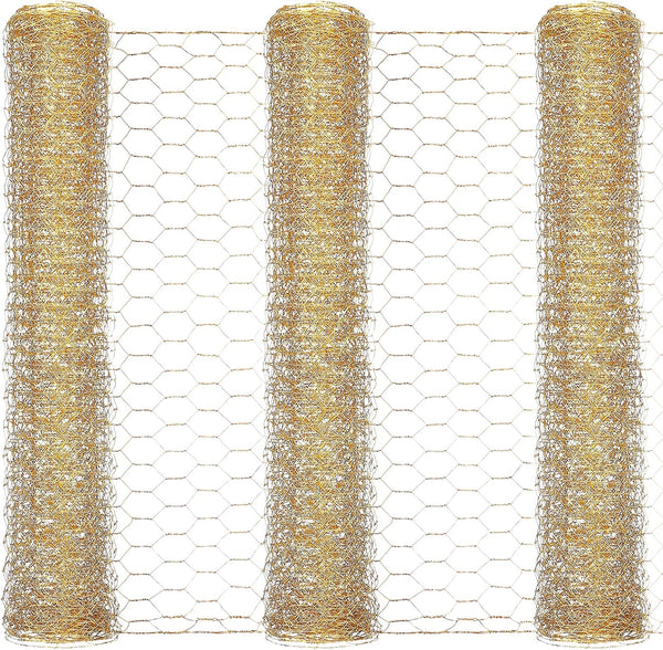 Shappy 3 Pieces 40 x 13 inches Gold Chicken Wire Net for