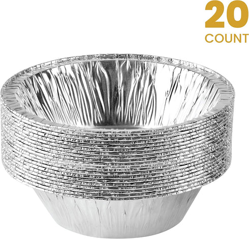 PLASTICPRO 6'' Inch Round Tin Foil Cake Pans, Disposable Aluminum, Freezer & Oven Safe - Pack of 20 for Baking,