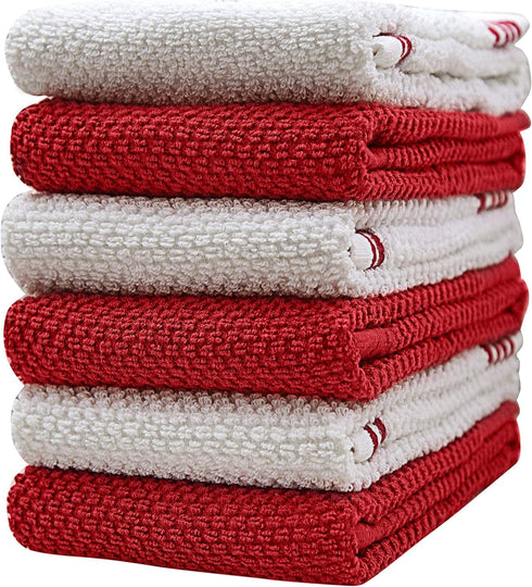 Premium Kitchen Towels, 16”x 28”, 6 Pack, Large Cotton Kitchen Hand Towels, Highly Absorbent Tea Towels Set