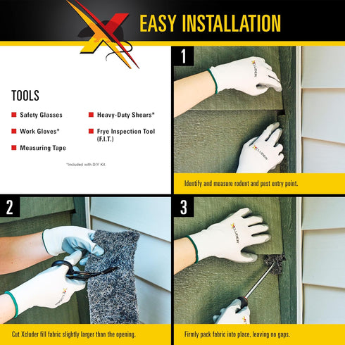 Xcluder Rodent Control Fill Fabric | Large DIY Kit | Inspection and Fit Tool, Stainless Steel Wool | Stops Rats and Mice
