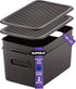 Superio Ribbed Collection - Medium Brown Decorative Plastic Lidded Storage Bins Organizer Baskets (2 Pack - 5 Liter)