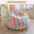 LIFEREVO Kids Fluffy Faux Rabbit Fur Bean Bag Cover (No Filler), Soft Fuzzy Stuffed Animal Storage Bubble Waffle Bean