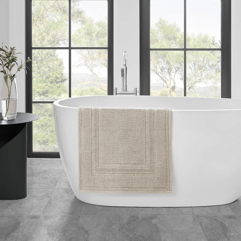 Jean Pierre Stonewash Racetrack Bath Rug - Cotton, Premium Bathroom Decor, Machine Washable, 21" x 34"