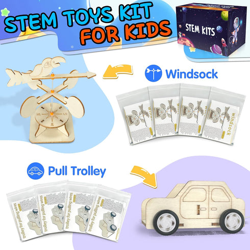 24Pack 8 9 10 11 12, 3D kortes STEM Kits for Kids Classroom, Science Building Project Craft for Ages Wooden Model Kit