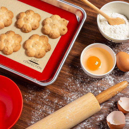 Last Confection Silicone Baking Mat Set of 2, Non-Stick Quarter Sheet Professional Food Safe Tray Liners