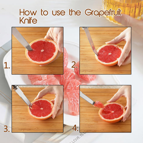 2PCS Curved Serrated Grapefruit Knife, Stainless Steel Kiwi Knife, Great for Grapefruit, Orange, Lemon, Kiwi,