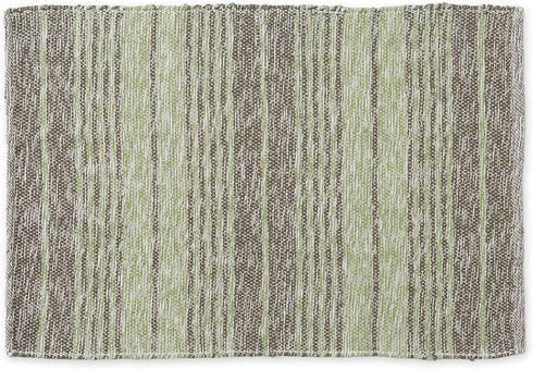 DII Woven Rag Rug Collection, Recycled Yarn Variegated Rustic Stripe, 2x3', Artichoke