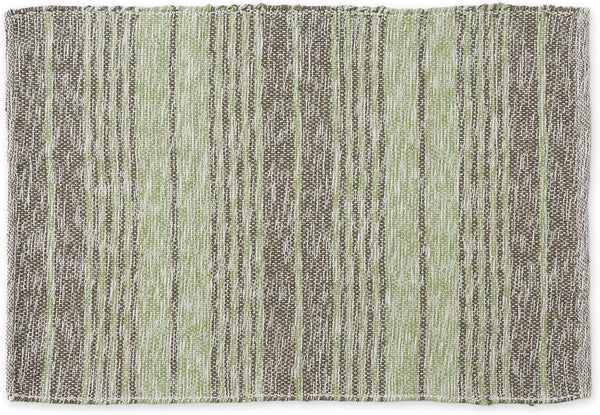 DII Woven Rag Rug Collection, Recycled Yarn Variegated Rustic Stripe, 2x3', Artichoke