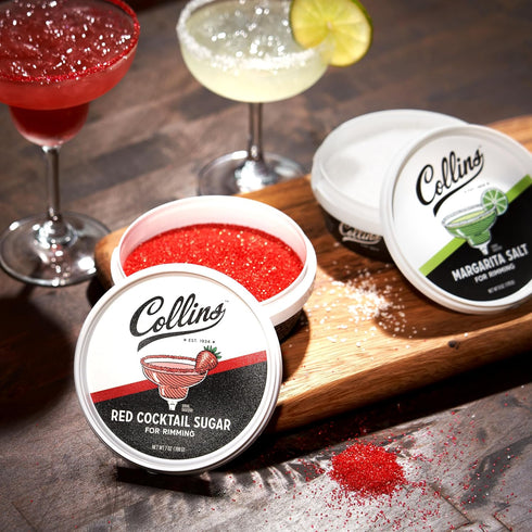 Rimming 7oz Collins Red Cocktail Sugar, Enhance Daiquiris, Cosmopolitans, Margaritas, Cocktail Drinks, Glass Sugar