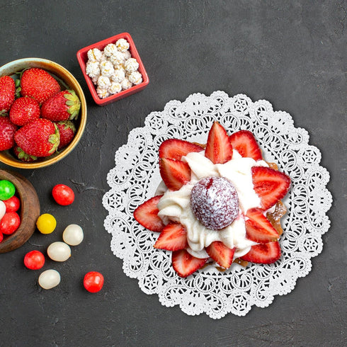 Round Paper Lace Table Doilies – 12 inch White Decorative Disposable Placemats; Made in Canada (Pack of 50)