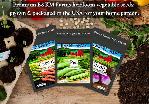50,000+ 50 Hand-Packed, Packaging B&KM Farms Heirloom Seed Kit Varieties of Non-GMO Vegetable, Fruit & Herb Seeds