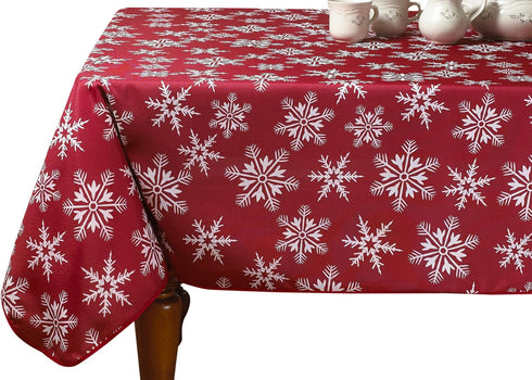 Violet Linen Decorative Christmas Snowflakes Design Tablecloths, 60" X 84"