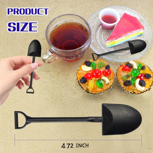 OaaXbbECco Novelty Mini Shovel Shape Spoons, Cute Disposable Plastic Dessert Spoons (50 Count)