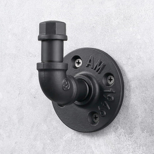 Industrial Style Wall Mounted Metal Iron Pipe Coat Hanger, Robe Towel Hook for Bathroom Bedroom