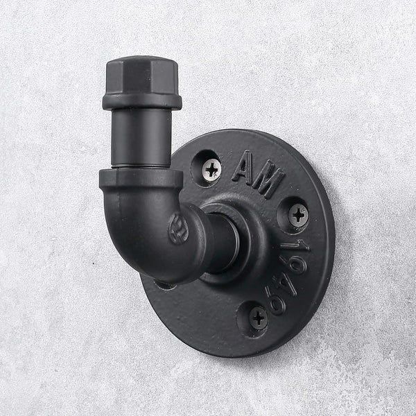 Industrial Style Wall Mounted Metal Iron Pipe Coat Hanger, Robe Towel Hook for Bathroom Bedroom