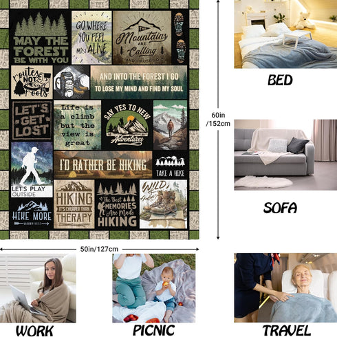 QOJUYO Hiking Gifts for Women and Men, 60"x50" Throw Blanket, Cool Hiking Gifts for Couples