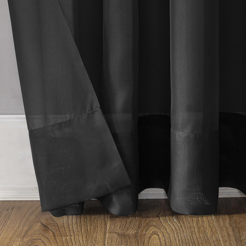 No. 918 Emily Sheer Voile Grommet Curtain Panel, 59" x 63", Black