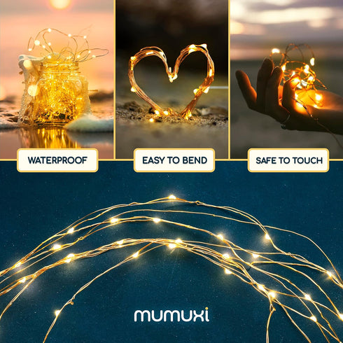 MUMUXI Battery Operated LED Fairy Lights, 16 Pack, 10ft Warm White, Indoor Outdoor Usage