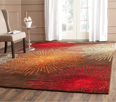 SAFAVIEH Soho Collection Accent Rug, 2' x 3', Dark Grey & Silver, Handmade Starburst Wool & Viscose for High Traffic
