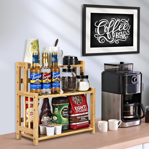 Countertop Counter (3-Tier) Sorbus Kitchen Organizer Bamboo Wooden Storage Shelf Rack for Spice, Soap, Skin Care