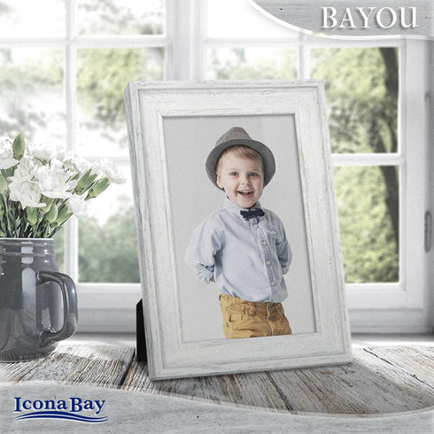Icona Bay 4x6 Picture Frames, 3 Pack, Cloudy White Cape Cod Style Photo Frames for Table Top or Wall Mount