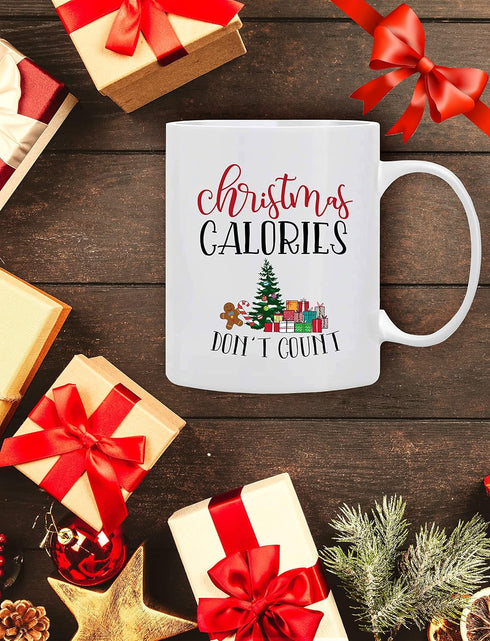 BLUE RIBBON Christmas Coffee Mug, "Christmas Calories Don't Count", 11 Oz in Decorative Box