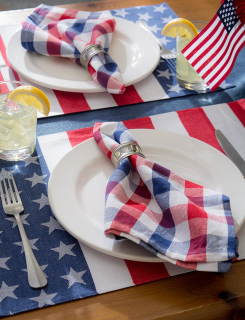 DII 4th of July Tabletop Collection Napkin Set, 6 Piece, Red, White & Blue Check