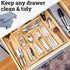Dynamic Gear Premium Bamboo Silverware Organizer - Adjustable Kitchen Drawer Tray (6-8 slots)