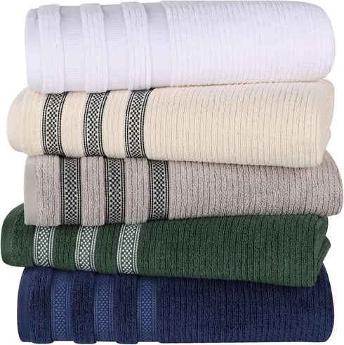3-Piece Set, 1 1 1 Superior Cotton Towel Zero Twist, Ribbed Geometric, Bathroom Essentials, Shower, Spa, Luxury Plush