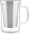 Teabloom Premium Borosilicate Glass Mug - 12 Ounces (350 mL) with Stainless Steel Loose Leaf Tea Infuser and Lid/Dish