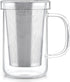 Teabloom Premium Borosilicate Glass Mug - 12 Ounces (350 mL) with Stainless Steel Loose Leaf Tea Infuser and Lid/Dish