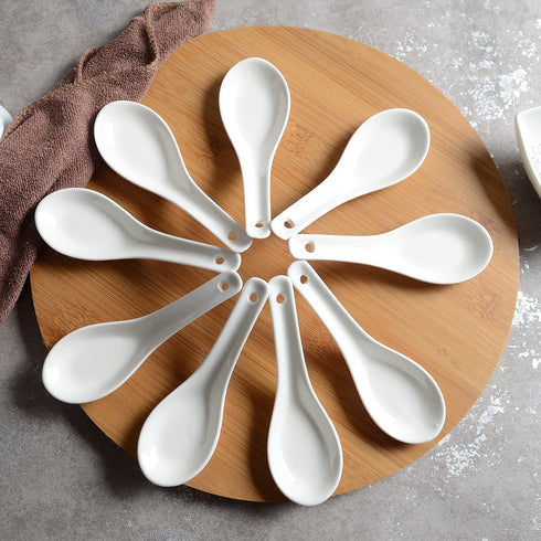 JapanBargain 1572x4 White Porcelain Soup Spoons - Japanese Chinese Rice Spoons, Pack of 4