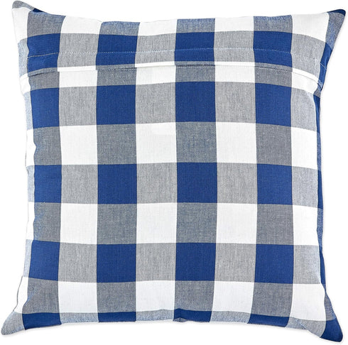 DII Decorative Square Throw Pillow Cover Collection, 18x18, Navy Gingham, 4 Piece
