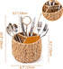 KOLWOVEN Wicker Flatware Organizer, Kitchen Utensil Holder for Countertop, Silverware Caddy Natural Woven Flatware Caddy with 3 Compartments, Cooking Utensil Organizer