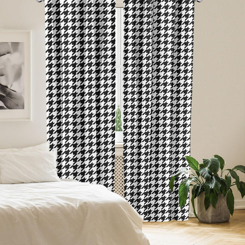 Ambesonne Modern Curtains, Bizarre Shapes Houndstooth Graphics, 2 Panel Set for Living Room Bedroom