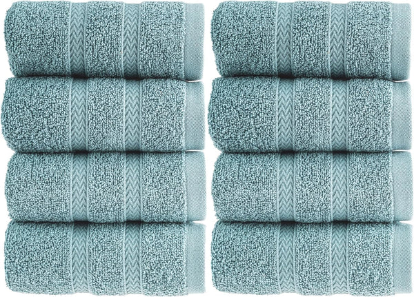 HALLEY Turkish 8 Pack Premium Washcloths (8 Pieces) 650 GSM Highly Absorbent