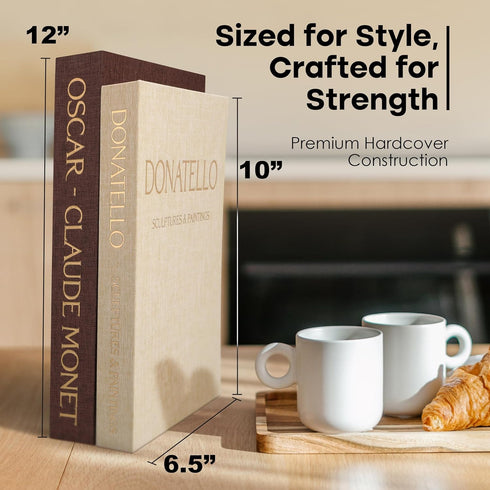ZOTEdecor Set 2 Decorative Books for Home Decor of Linen Faux Books & Fake Book Storage Shelf, Coffee Table, Bookshelf